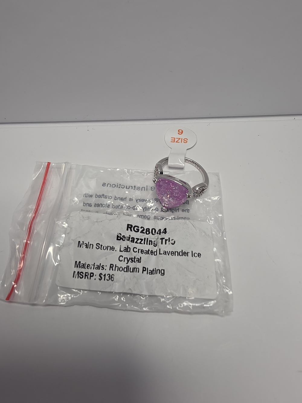 BP OG Bedazzling Trio Lavender Ice Crystal Ring - Size 6